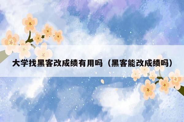 大学找黑客改成绩有用吗（黑客能改成绩吗）