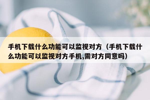 手机下载什么功能可以监视对方（手机下载什么功能可以监视对方手机,需对方同意吗）