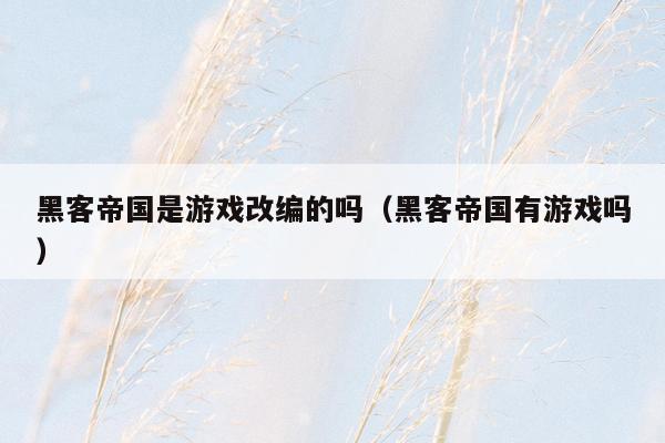 黑客帝国是游戏改编的吗（黑客帝国有游戏吗）