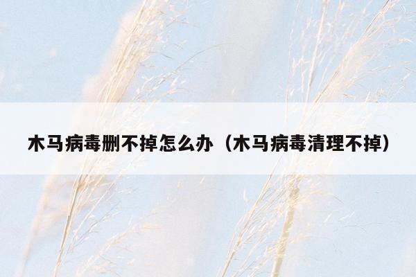 木马病毒删不掉怎么办（木马病毒清理不掉）