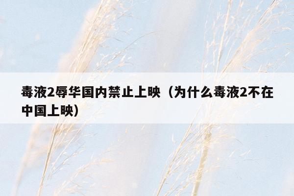 毒液2辱华国内禁止上映（为什么毒液2不在中国上映）