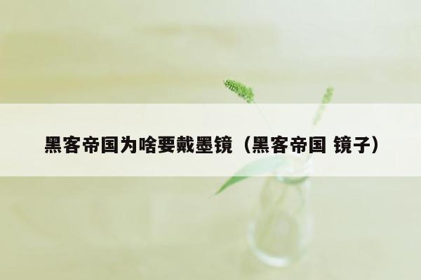 黑客帝国为啥要戴墨镜（黑客帝国 镜子）