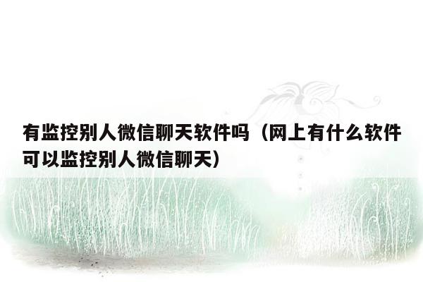 有监控别人微信聊天软件吗（网上有什么软件可以监控别人微信聊天）