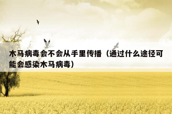 木马病毒会不会从手里传播（通过什么途径可能会感染木马病毒）