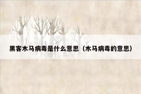 黑客木马病毒是什么意思（木马病毒的意思）