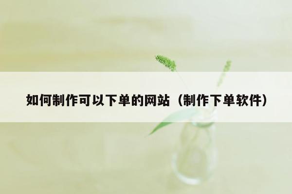 如何制作可以下单的网站（制作下单软件）