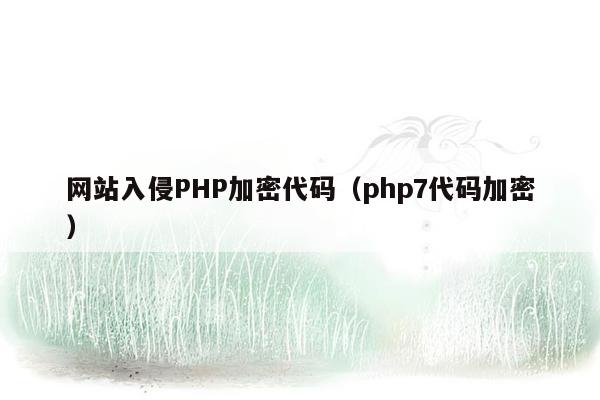 网站入侵PHP加密代码（php7代码加密）