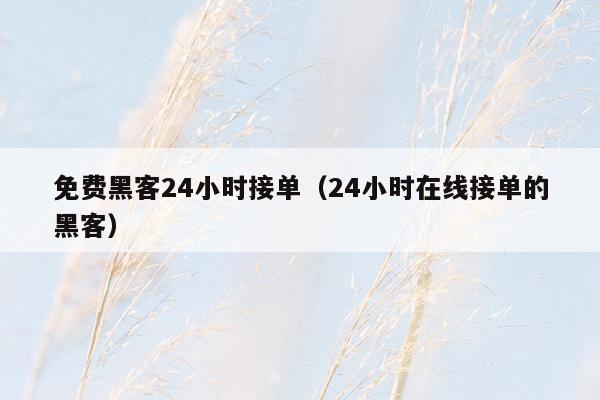 免费黑客24小时接单（24小时在线接单的黑客）