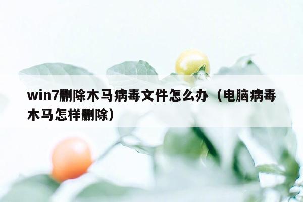 win7删除木马病毒文件怎么办（电脑病毒木马怎样删除）
