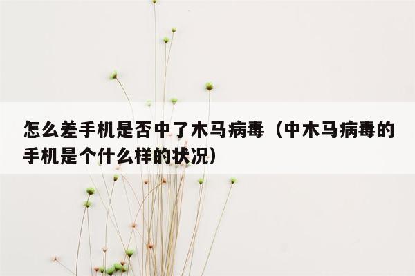 怎么差手机是否中了木马病毒（中木马病毒的手机是个什么样的状况）