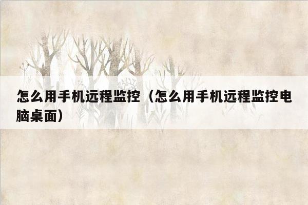 怎么用手机远程监控（怎么用手机远程监控电脑桌面）