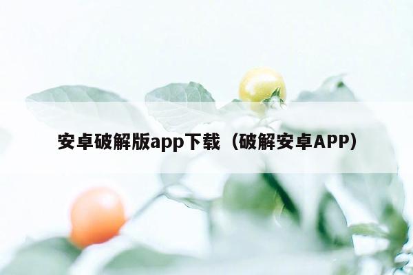 安卓破解版app下载（破解安卓APP）
