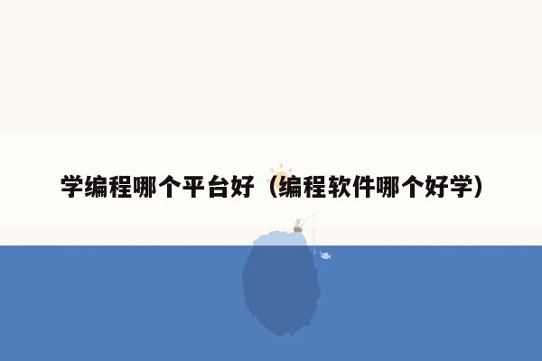 学编程哪个平台好（编程软件哪个好学）
