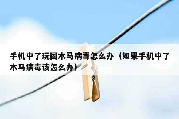 手机中了玩固木马病毒怎么办（如果手机中了木马病毒该怎么办）