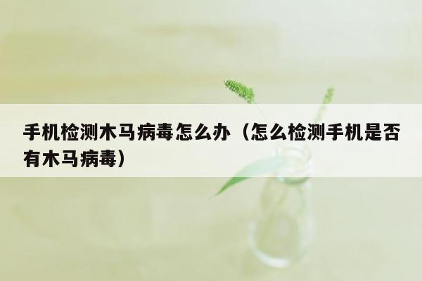 手机检测木马病毒怎么办（怎么检测手机是否有木马病毒）