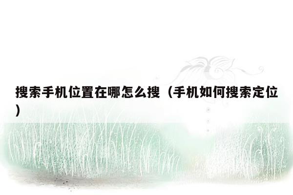 搜索手机位置在哪怎么搜（手机如何搜索定位）