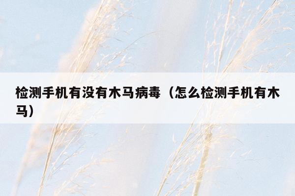 检测手机有没有木马病毒（怎么检测手机有木马）