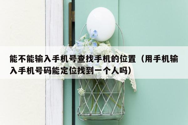 能不能输入手机号查找手机的位置（用手机输入手机号码能定位找到一个人吗）